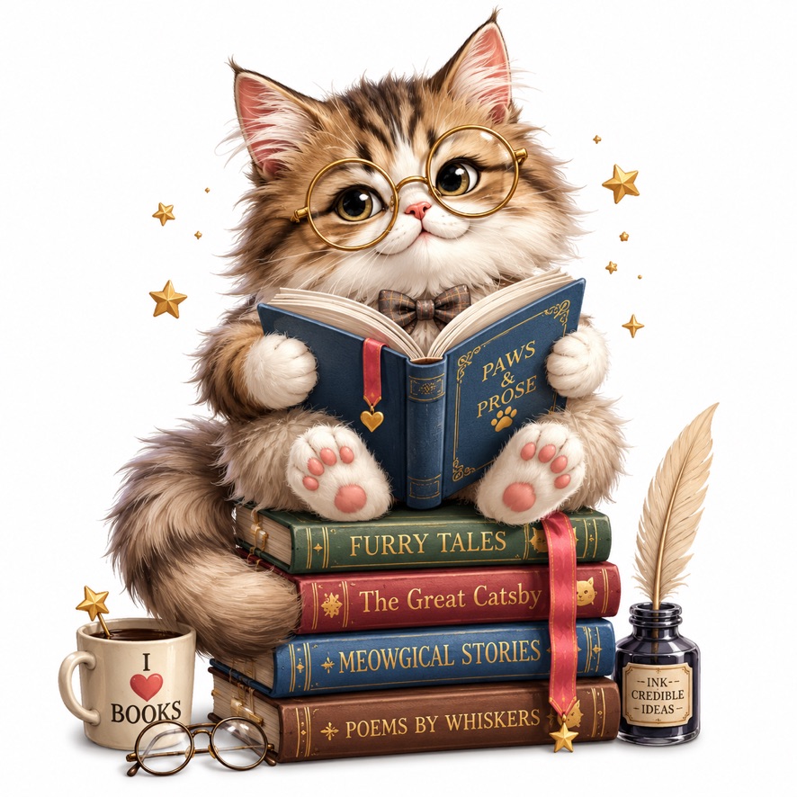 Cat and Books